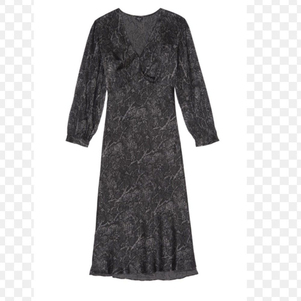 Rails Shiloh Charcoal Snakeskin V-neck Satin Midi Dress - Picture 4 of 15